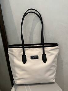 2025 New Large Capacity Women's Tote Bag, Minimalist Shoulder Bag For School, Commute, College Students, Fashion - White - View 5