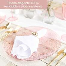 Juego De Platos Reutilizables Premium Para Fiesta 50 Pzas Alviria - Rosa - Ver 2