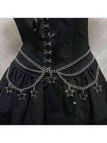 Punk Goth Steam Punk Five-Pointed Waist Chain, JK Accessory Skirt Chain, Subculture Waist Belt, Y2K - Screen - View 5