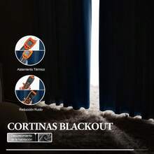 Cortinas Blackout para Recamara con Aislamiento Térmico, Cortinas para Sala 100% Poliéster Tela, Reducción de Ruido, Suave Cortinas con Bolsillo para Barra, 2 Paneles, 132 x 213.3 cm - Negro - Ver 12