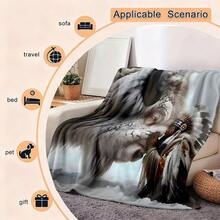 1pc Sunflower Animal Print Leopard Cowhide Retro Bohemian Teal Turquoise Flannel Throw Blanket 280GM,Lightweight Soft For Bed Couch Travel Office Camping, Thoughtful Gift For Men Women Family Friend Christmas Halloween Birthday,Suitable For All Seasons And Machine Washable - Style-4 - View 10