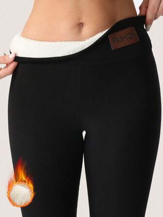 1pc Women's High Waist Thermal Lined Leggings, Thermal Tight Pants For Winter, Suitable For Daily Workout, Yoga, Fitness