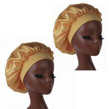 2 Piezas/1 Pieza Gorro de seda para dormir, gorros de satén, gorro de dormir de seda con banda elástica suave, envoltura de cabello de seda para cabello rizado