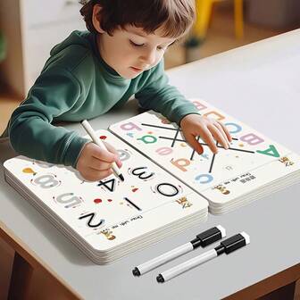 32-Page Magic Writing Practice Book - A Reusable Pencil Control Training Workbook, Containing Tracing Of Letters, Numbers And Shapes, Interactive Whiteboard-Style Pages, Suitable For Kindergarten Learning, Activities, Christmas/Halloween Gifts, Educational Resources, Teacher Essentials