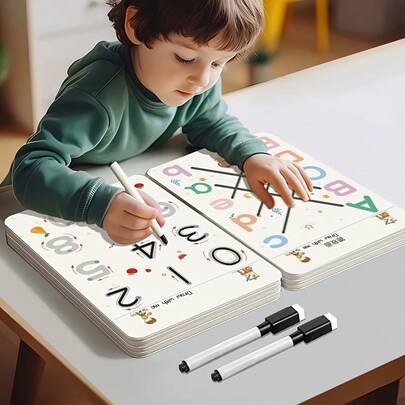 32-Page Magic Writing Practice Book - A Reusable Pencil Control Training Workbook, Containing Tracing Of Letters, Numbers And Shapes, Interactive Whiteboard-Style Pages, Suitable For Kindergarten Learning, Activities, Christmas/Halloween Gifts, Educational Resources, Teacher Essentials