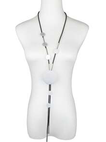 MARLIWOO 1pc Square Geometric Wooden Decor Y-Shape Line Design Necklace, Casual Fashion Jewelry For Women - Black and White - View 14