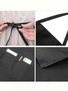 6pcs/1pc Black Apron With Name Tag, Barber Apron, Polyester, Unisex, With 2 Pockets, For Hairdressing, Cooking, Bulk Pack, Chef, BBQ, Painting - Multicolor - View 8