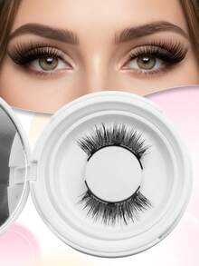 Waloshow زوج جديد من رموش مغناطيسية خمسة سبعة، مناسبة الحجم، مع ملصقات لاصقة، قابلة لإعادة الاستخدام، بدون حاجة لصمغ، تخلق مظهر طبيعي للعين القطة بدون آيلاينر - رموش طبيعية - مشاهدة 22