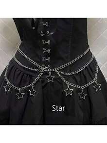 Punk Goth Steam Punk Five-Pointed Waist Chain, JK Accessory Skirt Chain, Subculture Waist Belt, Y2K - Screen - View 4