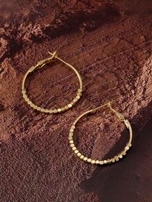 Golden Hoop Earrings - Anti-Allergic, Large Circle, Versatile, And Perfect For Everyday Wear Or As A Gift - No Plating, No Gemstones, Alloy Material