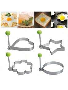 5个不锈钢煎蛋圈 - 煎蛋和蛋卷煎饼模具 - 厨房小工具 - 彩色 - 查看 1