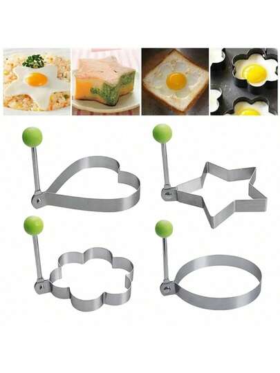 5个不锈钢煎蛋圈 - 煎蛋和蛋卷煎饼模具 - 厨房小工具