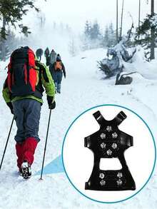 1pc Outdoor Ice Cleats Mountaineering Travel Fishing Snow Anti-Slip Shoe Covers, Stainless Steel 10-Tooth Ice & Snow Spikes, Silicone Lightweight Ice Traction Shoe/Boot Covers