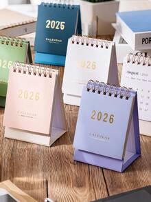 1 Pc Mini Desk Calendar 2026-2027 - Flip Design 18-Month Calendar (Jul 2026 - Dec 2027), Thick Paper & Twin-Wire Binding, Perfect For Home & Office (Random Color) - Multicolor - View 4