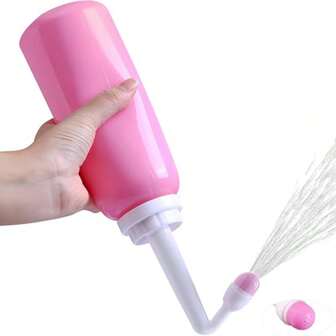500ml/17oz Premium Douche Bottle For Postpartum Care, Inverted Rinsing Bottle, Portable Bidet, For Perineal Recovery And Cleansing, Pink
