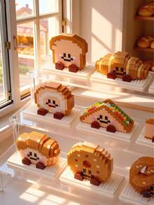 9-In-1 Baking Bread Series Building Blocks + Bread Dual Healing! 9 Baking-Themed Building Blocks, Assemble Happiness On The Tip Of The Tongue/Beginner-Friendly Set: 9 Bread Building Blocks Easy To Assemble, Even Beginners Can Be "Assembling Chefs"/ABS Material/Gift, Children Can Assemble/Micro-Particle Desktop Decor - Multicolor - View 4