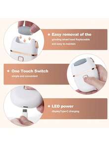 電動腳部繭皮去除器，USB充電式，配備兩速可更換滾輪和LED燈。專業腳部護理去角質工具，特別適合去除乾燥、龜裂的腳跟、繭皮和死皮。男女皆適用，可去除粗糙、乾燥的皮膚和死皮細胞。送給朋友和家人的完美生日或聖誕禮物。 - 彩色 - 查看 4