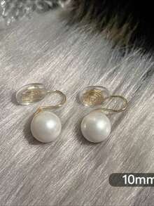1 Pair Elegant Pearl Stud Earrings, High-End Mosquito Coil Clip-On Earrings For Women, Fashionable For Commuting, Dates, Parties, Simple & Stylish Earrings For Daily Wear