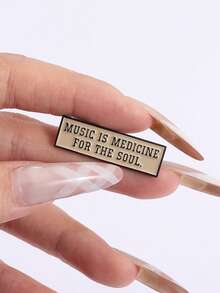 2pcs MUSIC IS THERAPY Enamel Needle Creative Quotes Brooch Jewelry Collar Badge Jewelry Gift For Friends - Multicolor - View 4