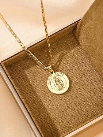 1件铜质3D立体防过敏时尚信仰小吊坠项链，适合叠戴，瓜达卢佩圣母玛利亚吊坠，是圣诞节、感恩节、万圣节、母亲节、情人节、送给朋友、圣餐礼、日常佩戴、祈祷的理想礼物。