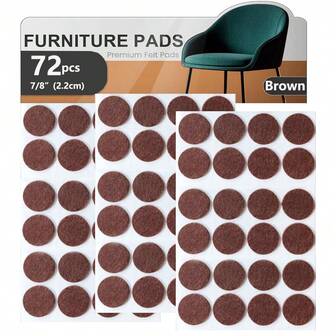 72pcs 7/8 Inch (2.2cm) Felt Furniture Pads - Felt Floor Protectors - Chair Felt Pads - Felt Furniture Feet Pads - Hardwood Floor Furniture Pads - Protect Your Floors! (Round)