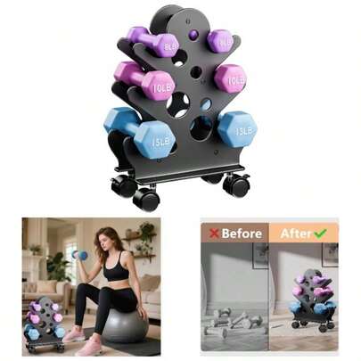 Dumbbell Rack Stand OnlyDumbbells Not Included - Dumbbell Storage Rack With/Without Wheels, Space Saver Home Gym.