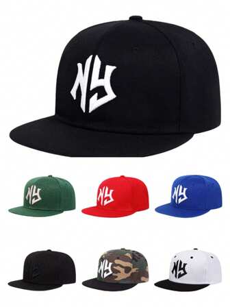 1 pieza Gorra de béisbol unisex de moda con bordado de letra New York - Talla grande, transpirable y ajustable Gorra de papá y gorra de béisbol - Sombrero de sol casual para hombres y mujeres, adecuado para deportes al aire libre, viajes y correr
