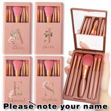 Custom Name 5 In 1 Makeup Brush Set, Versatile Cosmetic Brushes Kit With Powder/Nose Shadow/Eye Shadow/Smudge/Detail Brushes, Compact Travel-Ready With Built-In Mirror, Ideal Beauty Tools For Family & Friends - one-size - View 9