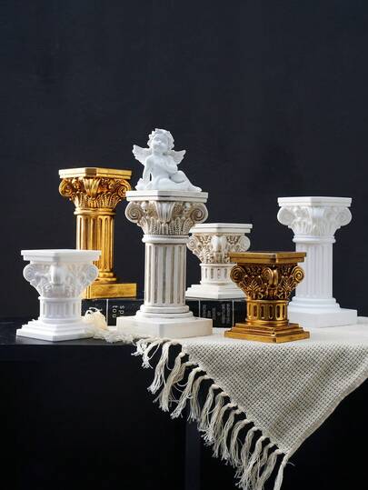 1pc Vintage European-Style Roman Column Candle Holder, Corinthian Column Decor, Centerpiece Candle Holder For Tabletop, Church Decor, Suitable For Wedding Anniversary Candle Decoration, Romantic Atmosphere Decor, Photography Prop