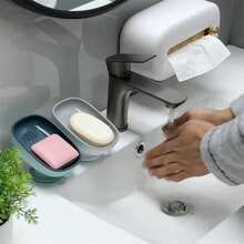 Adjustable Angle Bathroom Soap Dish, Wall-Mounted Oval Plastic Soap Holder With Drainage Hole, Luxury Detachable Soap Tray, Daily Soap Wall-Mounted Suction Cup, No Water Accumulation, Minimalist Style