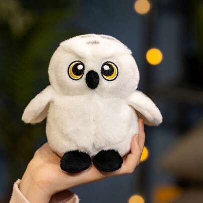 Realistic Plush Snowy Owl Stuffed Animal Doll, Cute Adorable Big-Eyed Owl Doll Decor For Bedroom, Kids Educational Companion Pillow, Soft Short Fur Plush Doll Gift For Boys, Girls, Children's Day, Valentine's Day, Easter