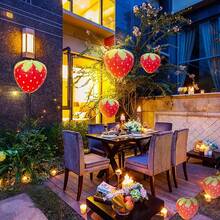 8-Inch Strawberry Paper Lantern, Red And Pink Hanging Strawberry Decor, Fruit Theme Party Decoration