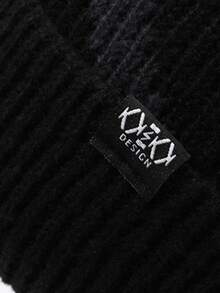 1顶男士保暖内衬黑色针织帽，加厚针织帽，冬季新款保暖滑雪帽，时尚腈纶针织帽 - 黑色 - 查看 9