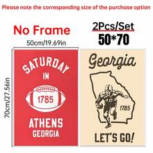 2pcs Retro Football Prints Georgia Wall Art College Sports Team Poster Football Gift For Sports Fan Wall Decor Georgia Dad Gift,Room Decoration, Home Decoration, Bedroom, Living Room And Corridor Decoration,Frame Structure