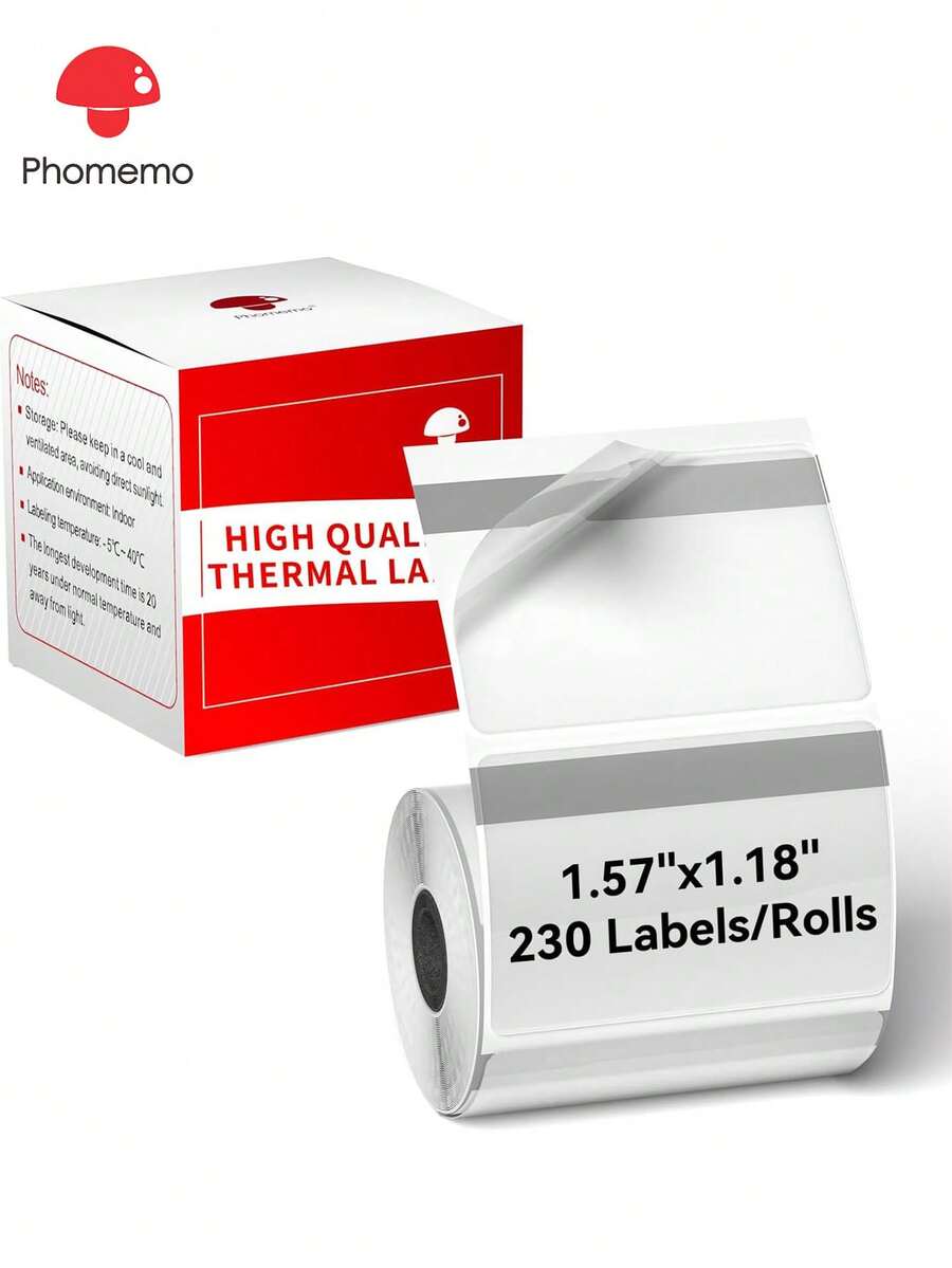 1卷 Phomemo 透明方形热敏标签纸，尺寸：1.57" X 1.18" (40 X 30mm)，兼容 Phomemo M110/M220/M120/M200/M221/M102/M108/M100/M150/M160/M250/M260/M421 标签打印机，多用途自粘热敏打印纸，适用于服装标签、价格标签、类别标签、包装贴纸、运输标签、产品标签、成分标签、礼品标签、文件标签、厨房标签、便签纸等。 - 無色 - 查看 1