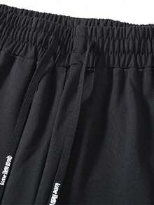 3pcs Men's Drawstring Knit Elastic Waist Sweatpants, Simple Zipper Pocket Design - Black - View 3