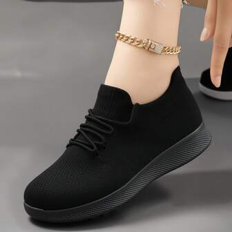 Women's Purple Low-Top Lace-Up Slip-On Athletic Casual Air Cushion Shock-Absorbing Running Shoes, Lightweight & Breathable