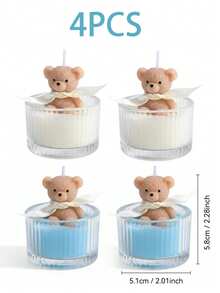 1/4支装豪华泰迪熊玻璃罐蜡烛 | 奶油色大豆蜡（白色/蓝色/粉色），配丝带 | 香氛家居装饰，送给女性/青少年生日的独特礼物，精美新娘送礼会和节日回礼 - 彩色 - 查看 20