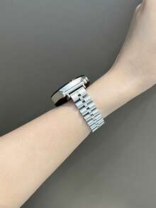 1条18mm/20mm/22mm不锈钢表带，兼容三星Galaxy Watch Series 6/5/4（40mm/44mm）、Active 2（40mm/44mm）、Watch 4 Classic（42mm/46mm）和Galaxy Watch 3（41mm），女士不锈钢替换表带，附赠拆卸工具。 - 銀色 - 查看 4