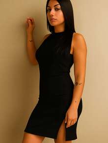 Vestido Feminino Básico e Leve Estampado Dragão Brilhante Perfeito Canelado Do Tamanho 36 Ao 44 - Preto - Visão 2