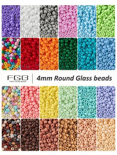 100 piezas de cuentas de vidrio de 4 mm pequeñas para manualidades, pequeñas cuentas para hacer pulseras, collares, joyería DIY, cuentas espaciadoras para hacer pulseras de dijes, manualidades y regalos para niñas.