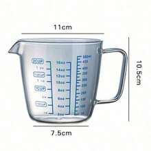 250ml/500ml Heat-Resisting Premium Reinforced Glass Measuring Cup Milk Scale Microwave Measure Jug With Blue Measurement Digital - White - View 3