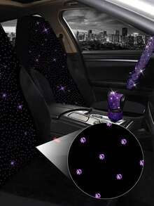 Universal Car Seat Covers - With Airbag Compatible And Shiny Crystal Design, Fit For Sedan, Truck And SUV (5-Seat/2-Seat) For Women - Style a - View 4