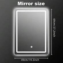 Espejo de baño LED con iluminación Espejo de baño con interruptor táctil, regulable, 3 colores de luz Espejo de baño ajustable con iluminación