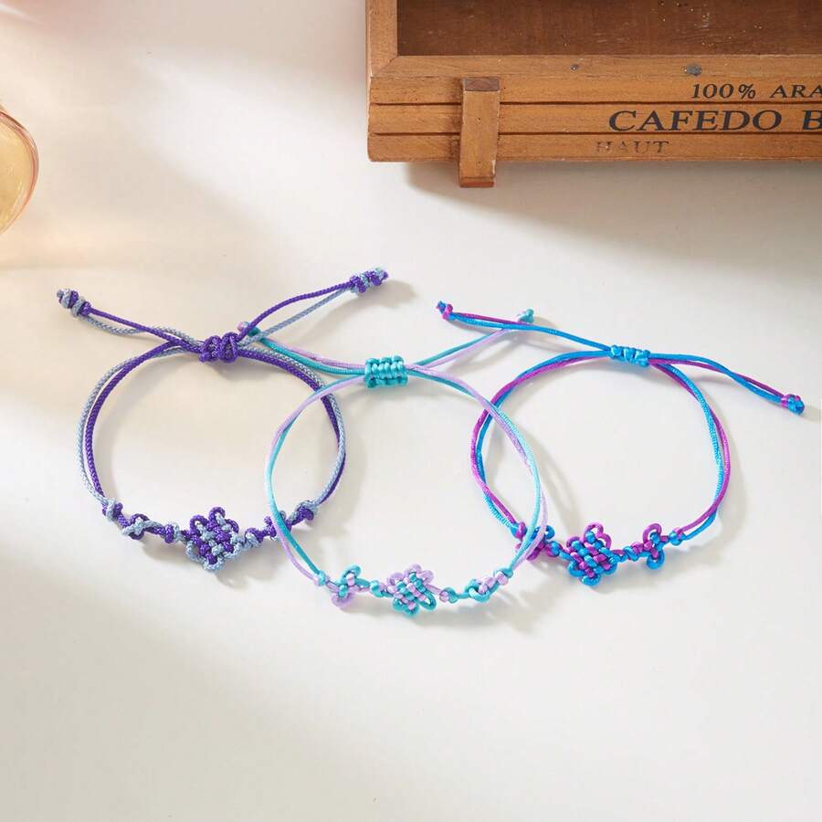 Kopo Witch Hunters Peripheral Rumi Hand Rope DIY Weaving Chinese Knot Bracelet Adjustable Safety Knot Gift - Màu xanh lam - Xem 1