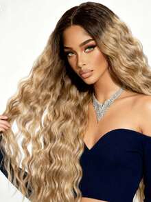 Ombre Brown With Dark Roots 13x4 HD Transparent Lace Front Wigs Human Hair Deep Wave Omber Brown Colored Glueless Wigs Human Hair 250 Density Curly Transparent Lace Frontal Human Hair Wigs Pre Plucked With Baby Hair Natural Hiarline Tiny Knots - 根染&漸變色 - 查看 6