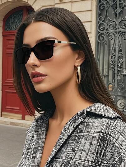 女士偏光太阳镜 - 复古黑色矩形镜框，时尚经典，是户外运动、骑行、旅行、海滩、度假、驾驶、钓鱼和夏季防晒的理想之选