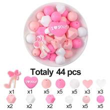 44pcs Core Silicone Beads DIY Jewelry Making Kit With High Heel, Heart, Bow For Necklace, Bracelet, Keychain Craft, Creative Fashion Gift For Women Girls, Craft Lovers - Heart-shaped Mixed Set - View 9