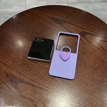 Ốp lưng điện thoại màu tím tối giản sang trọng với vòng hình trái tim, tương thích với Samsung Galaxy ZFlip7 Z Flip6 ZFlip 5, cũng tương thích với điện thoại . - Màu tím - Xem 10