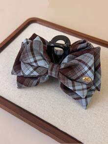 3pcs/2pcs/1pc Fashionable Plaid 5-Inch Large Bow Hair Clips, Elegant Girl Ponytail Toppers, Vintage Versatile Hair Claw Clips Elegant Hair Accessories Winter Hair Clutch - Multicolor - View 12